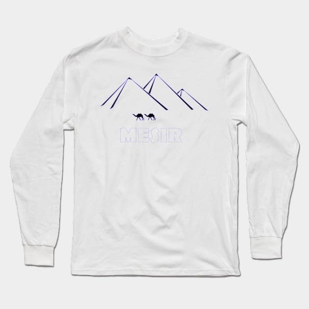 simple blue line pyramid design Long Sleeve T-Shirt by INDONESIA68